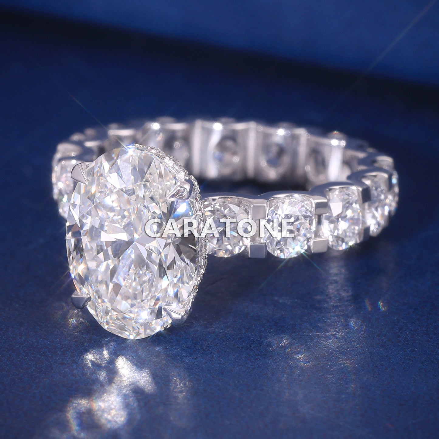 14k White Gold Oval Cut Lab Grown Diamond Hidden Halo Engagement Rings for Iced Out Most Expensive Diamond Ring Womens