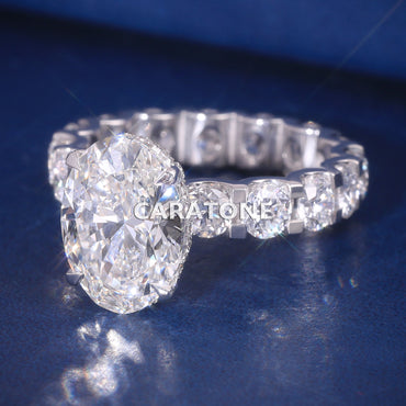 14k White Gold Oval Cut Lab Grown Diamond Hidden Halo Engagement Rings for Iced Out Most Expensive Diamond Ring Womens
