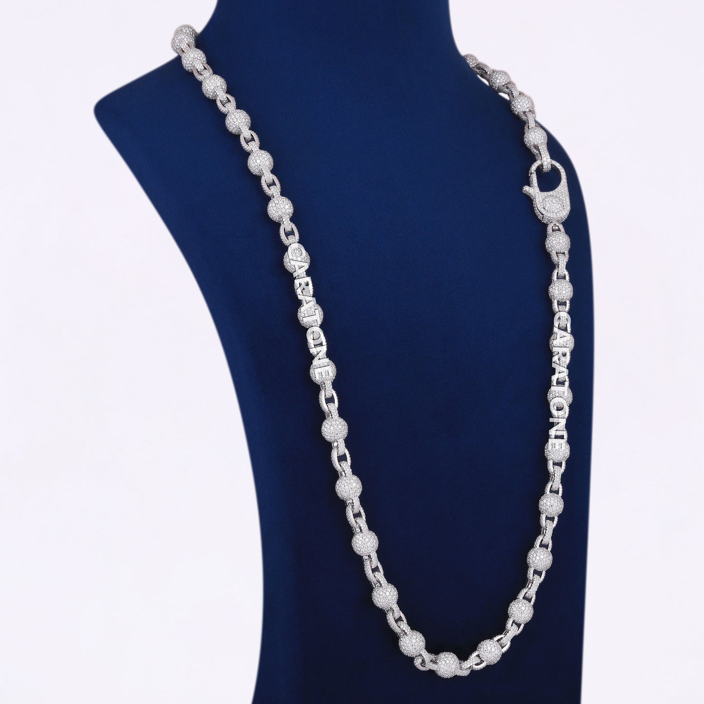 10mm 30 inch Iced Out VVS Moissanite Diamond Beads Ball Bubble Cuban Link Chain Necklace for Mens