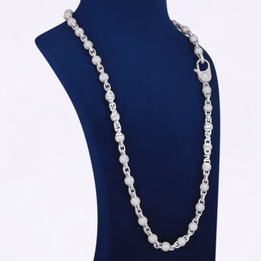 10mm 30 inch Iced Out VVS Moissanite Diamond Beads Ball Bubble Cuban Link Chain Necklace for Mens