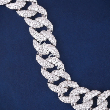 Luxury Iced Out Diamond VVS Bracelets for Mens with Customized Real Diamond Fish Lock Silver Cuban Link Chain Bracelets