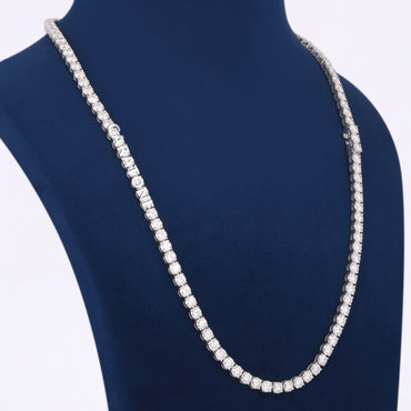 Unisex 24 Inch 5mm Silver Diamond Tennis Chain Necklace Iced Out Jewelry for Rapper Look