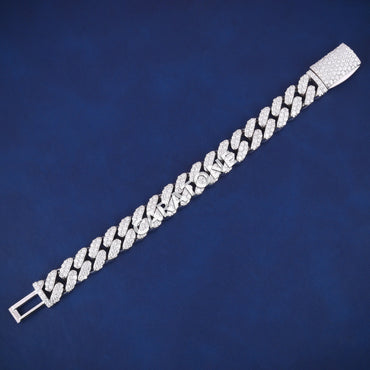 Mens Miami Cuban Link Bracelet Real Icy 925 Silver HEAVY 13mm Iced Out Diamonds HipHop for Mens