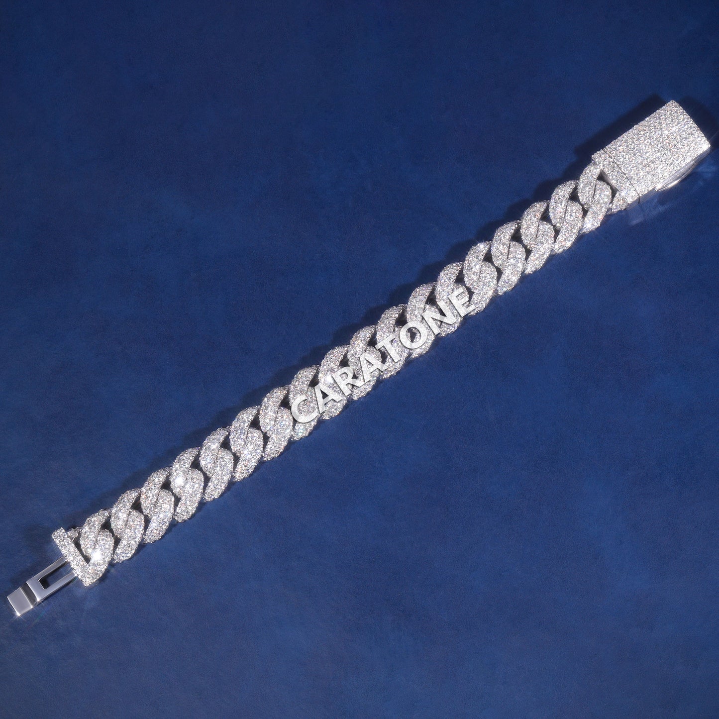 8 inch 16mm Womens Diamond Cuban Link Bracelet in Fully Iced Out Bracelet Silver Round VVS Diamond Celebrity Bracelet