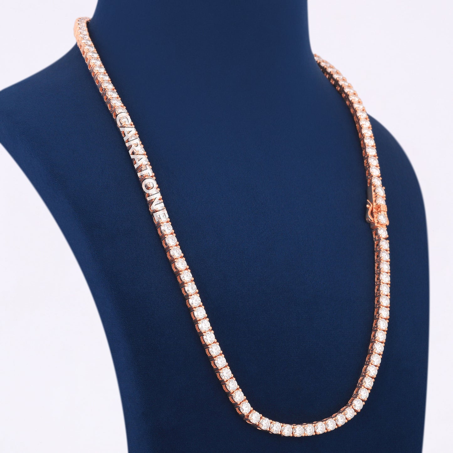 Rose Gold Diamond Tennis Chain 24 Inch 4mm Iced Out Necklace for Men and Women Hip Hop Jewelry