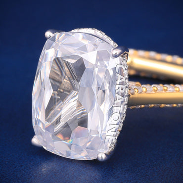 Elongated cushion diamond engagement ring for women