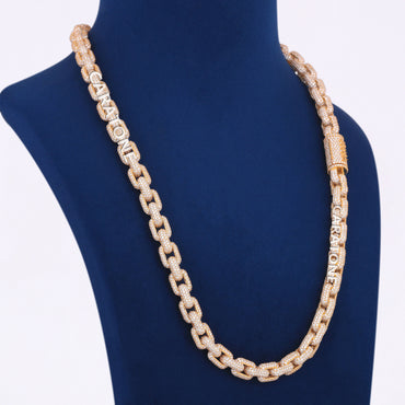 25 inch 9mm Hermes Link Chain 14k Yellow Gold Square Dual Unique New Design Gold Long Necklace for Mens Rappers Custom Chains