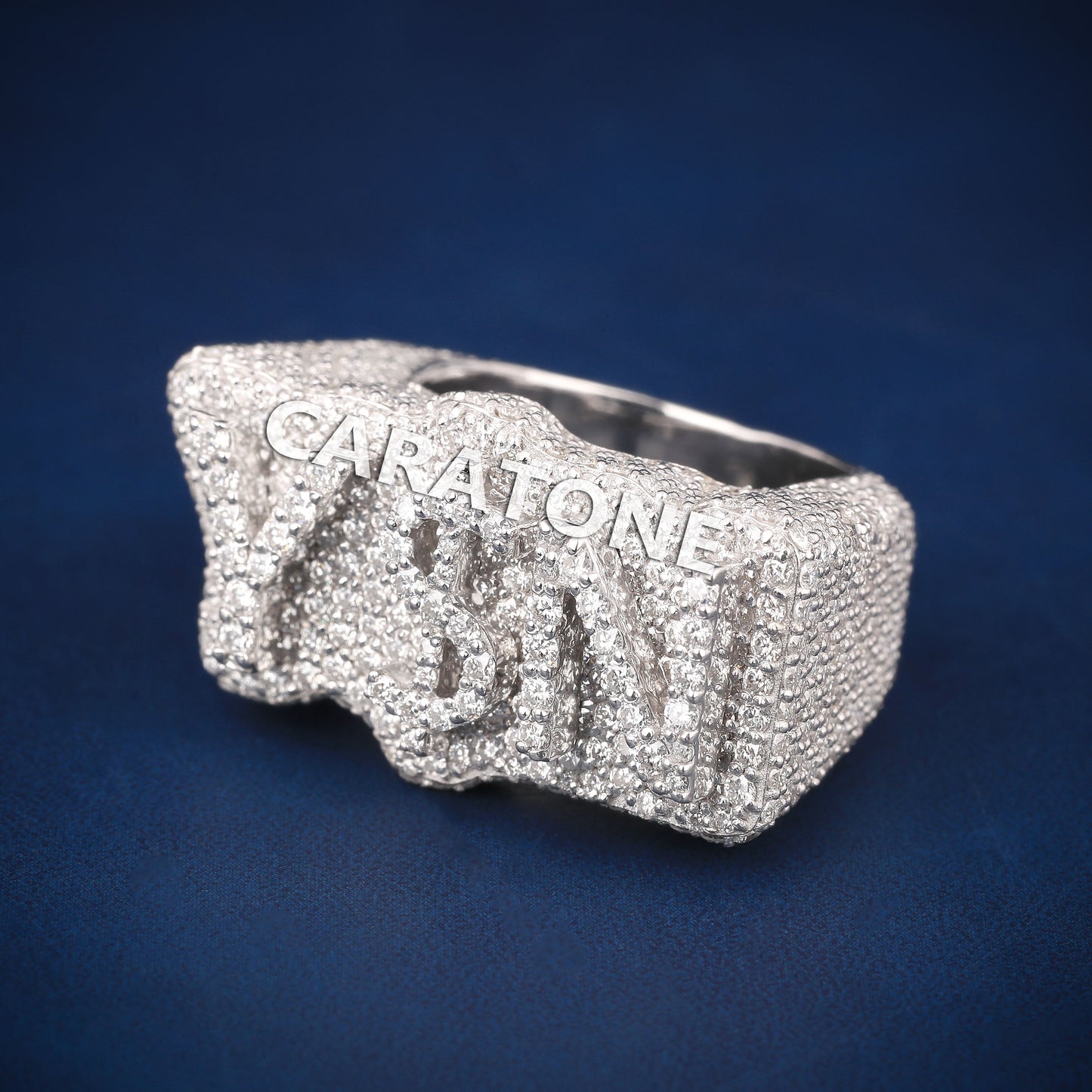 Initial letter hip hop diamond ring with d vvs clarity