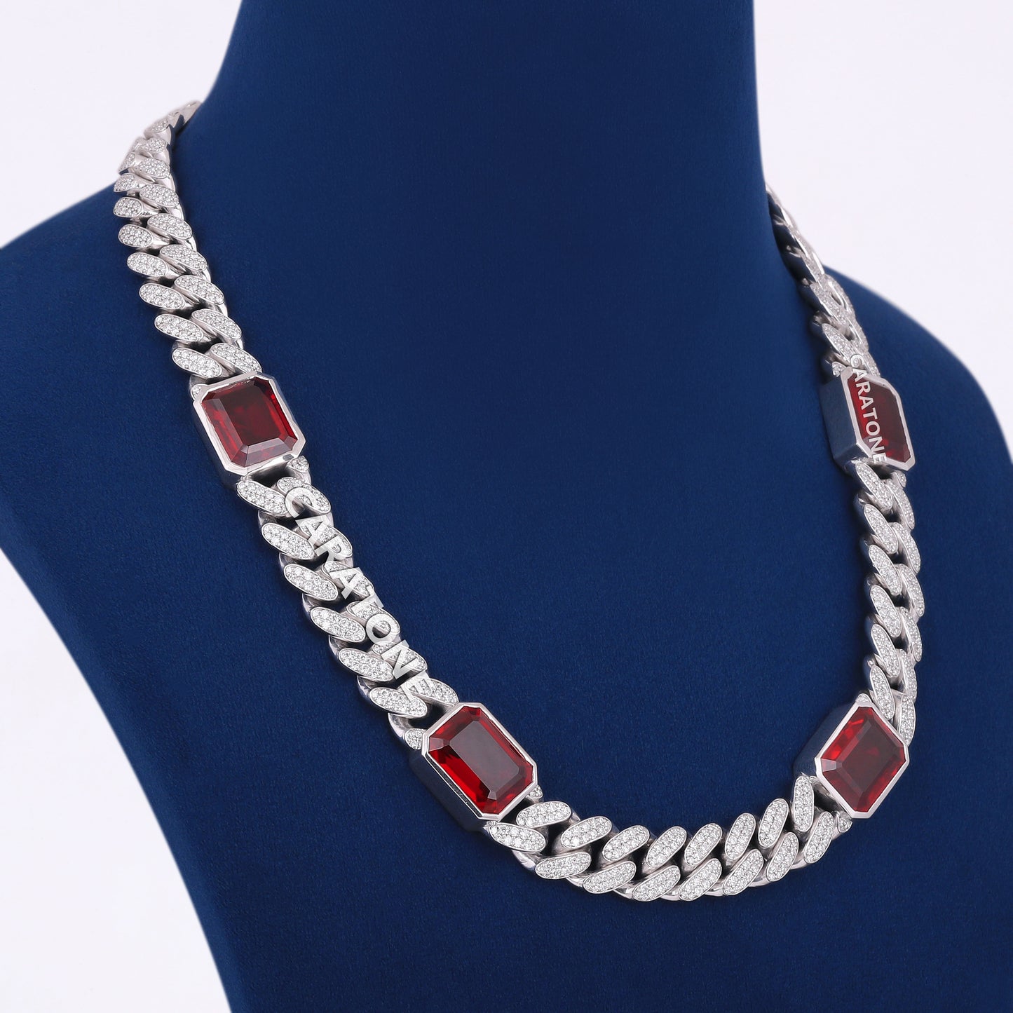 18 inch 14mm Custom Ice Spice Opium Celebrity Chains Red Emerald cut Diamond Miami Cuban Link Best Rappers Chain Necklace