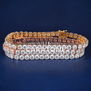 8 inch 5mm Silver Yellow Rose Gold Three Tone Iced Out Diamond Tennis Bracelets for Celebrity Unique Wear Custom Jewelry