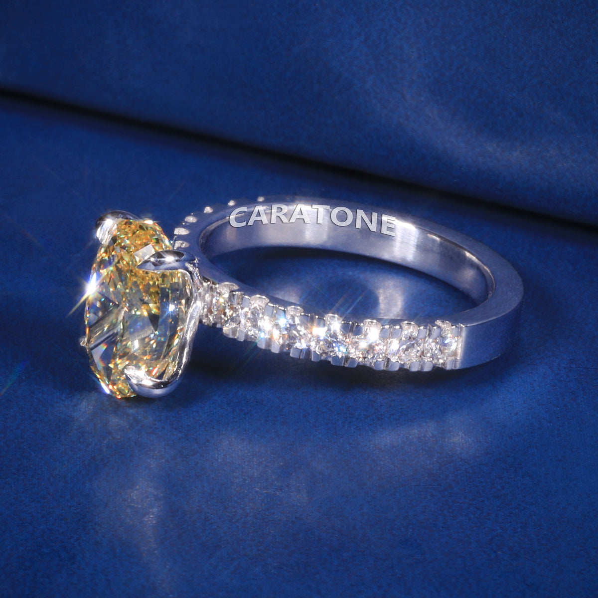 Classic Yellow Diamond Bridal Ring with White Gold Pavé Setting