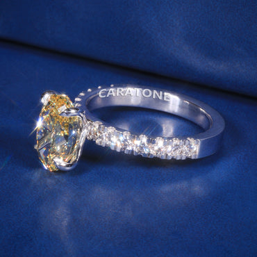 Classic Yellow Diamond Bridal Ring with White Gold Pavé Setting