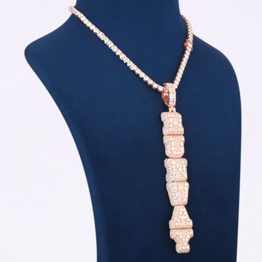 14KT Yellow Gold Tennis Neckalce With Custom Letter Pendant