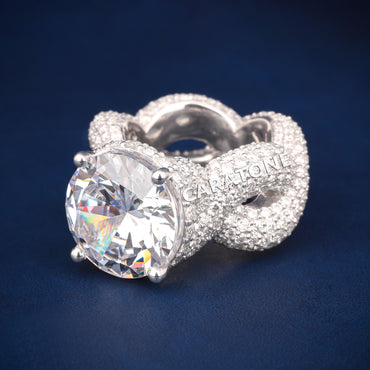 Round cut hip hop solitaire inspired diamond ring