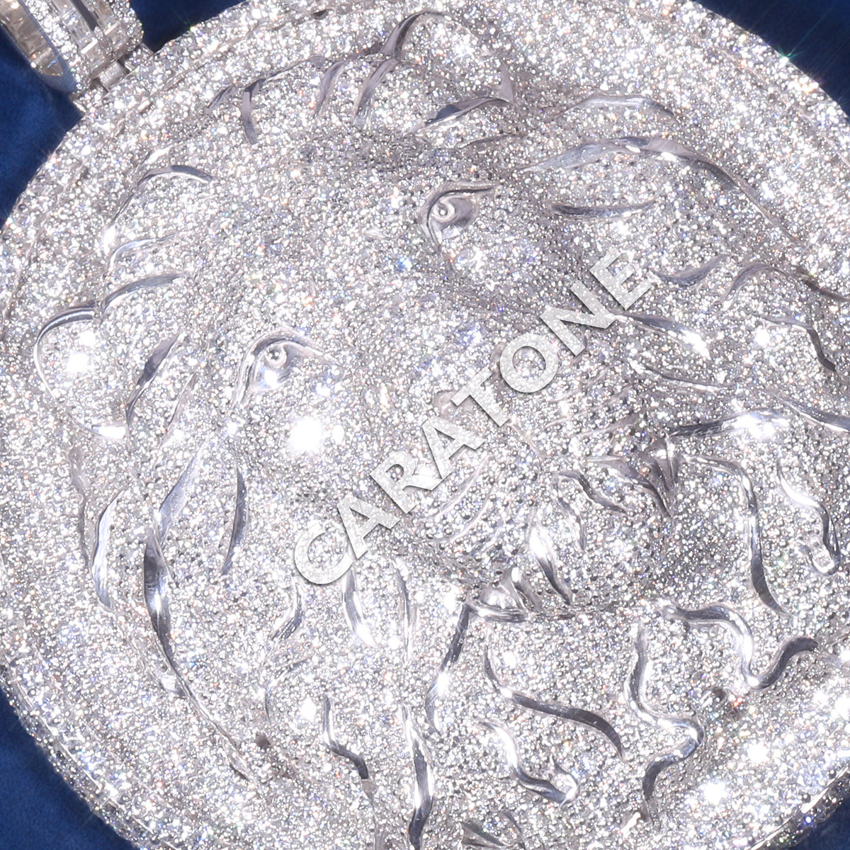 Fully Iced Out Roaring Lion Head Hip Hop Pendant with Lab Grown Diamonds