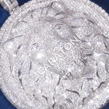 Fully Iced Out Roaring Lion Head Hip Hop Pendant with Lab Grown Diamonds