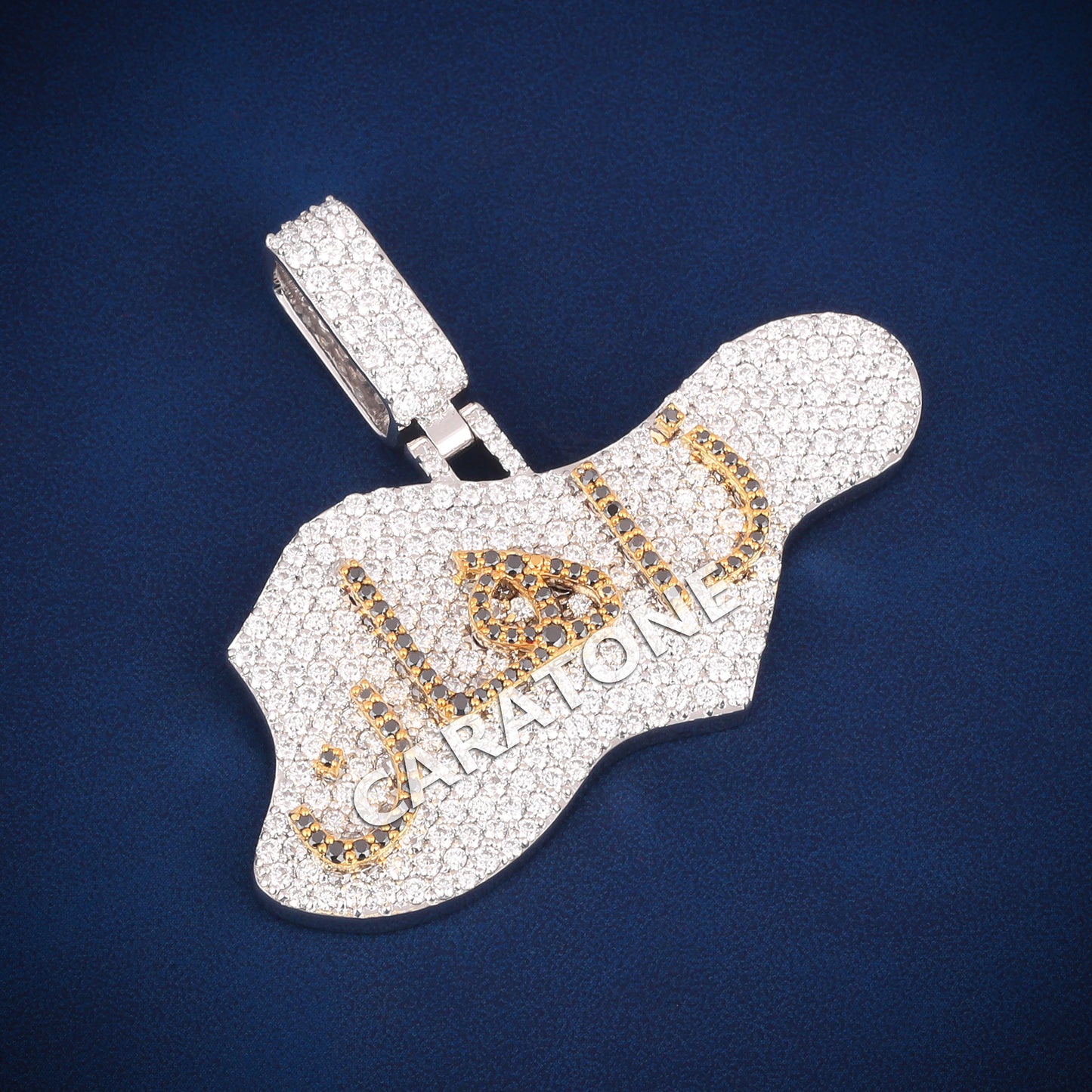 Custom arabic letter hip hop 14 kt gold pendant charm