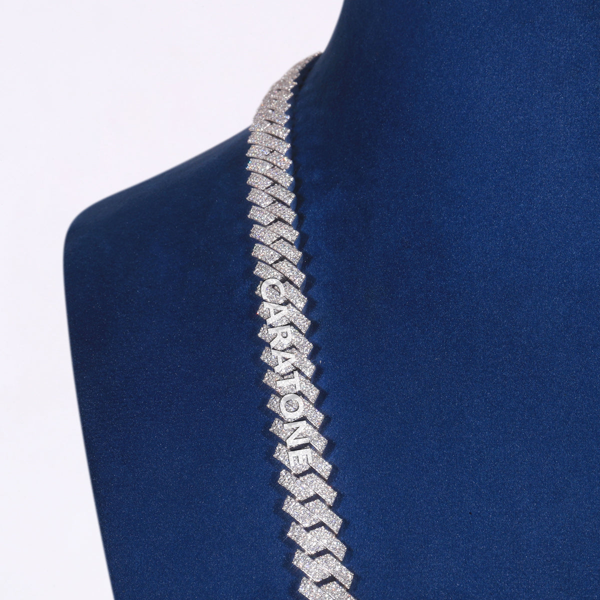 Luxury Custom GFE Shield Pendant with Fully Iced Out Lab Grown Diamonds and White Gold Plated Cuban Link Chain