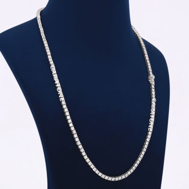 22 inch 3.5mm princess cut tennis necklace full white