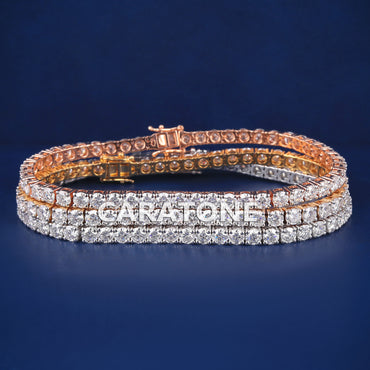 8 inch 4mm Custom 3 Tone Diamond Tennis Bracelets in Real Iced Out Diamond Tennis Bracelet Unisex