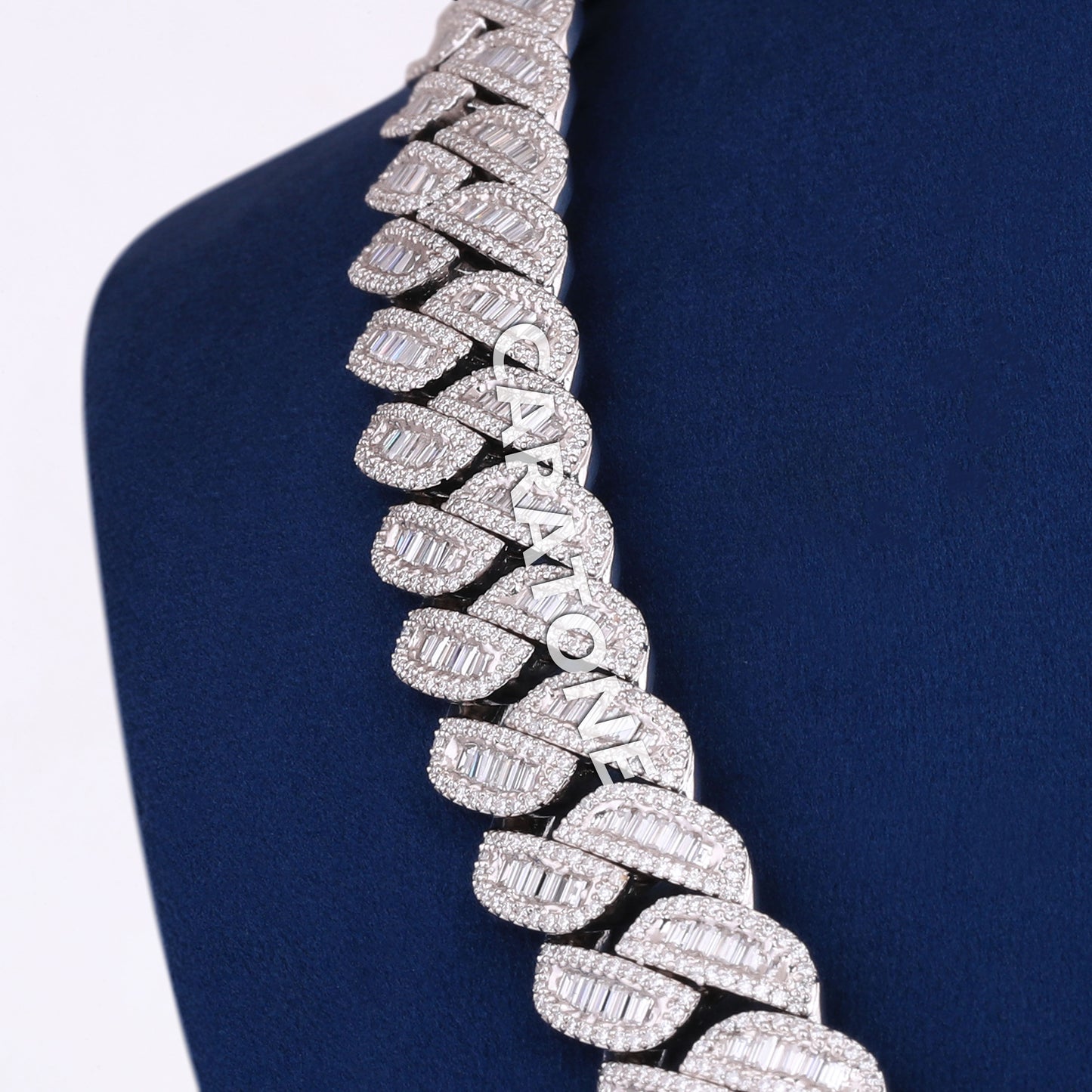 Full Iced Letter Pendant With Chain In 925 Sterling Silver With Lab Diamond