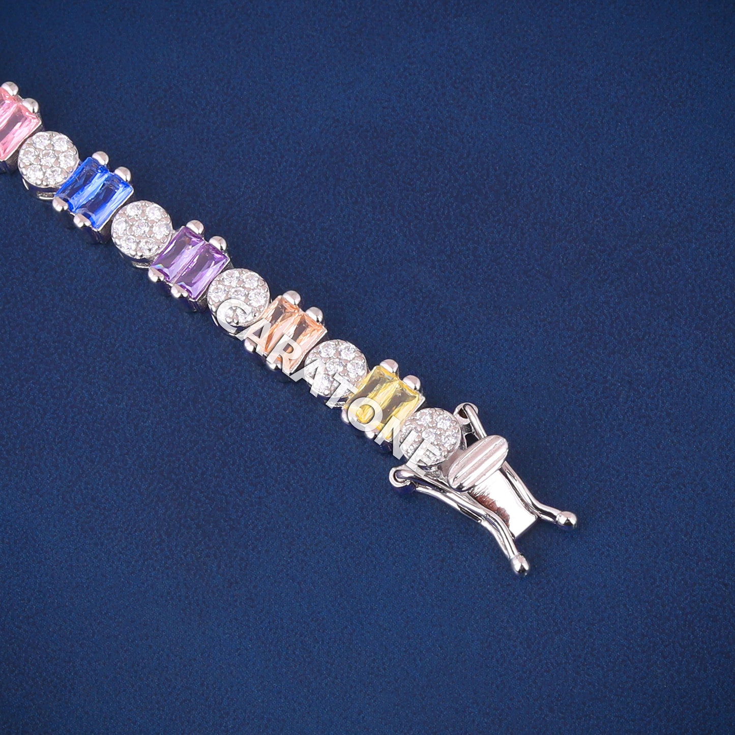 Buy Rainbow Sapphire Tennis Bracelets 925 Silver Multicolor Diamond Bracelet Iced Out Customized Bracelets