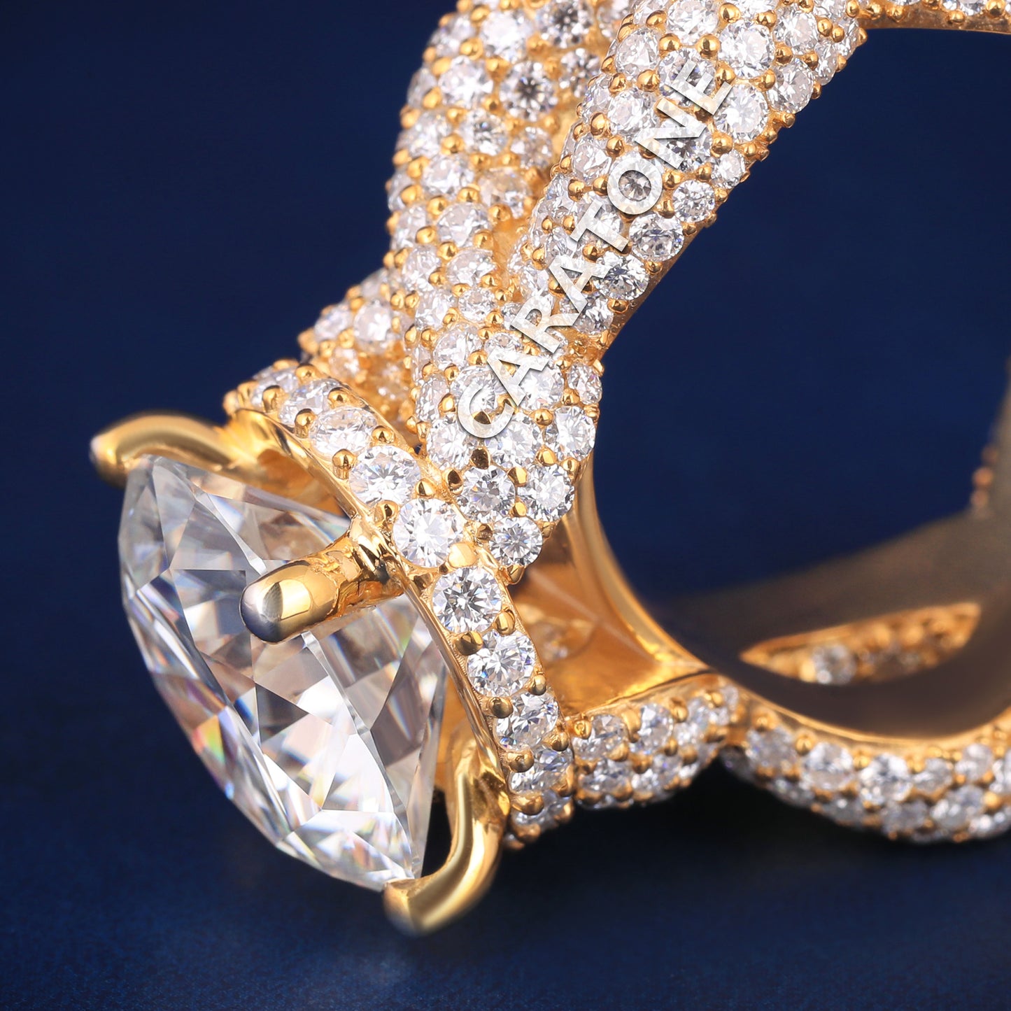Full Iced Out Best Custom Engagement Rings in Mens Yellow Gold Diamond Ring for Luxury Big Diamond Rings for Men