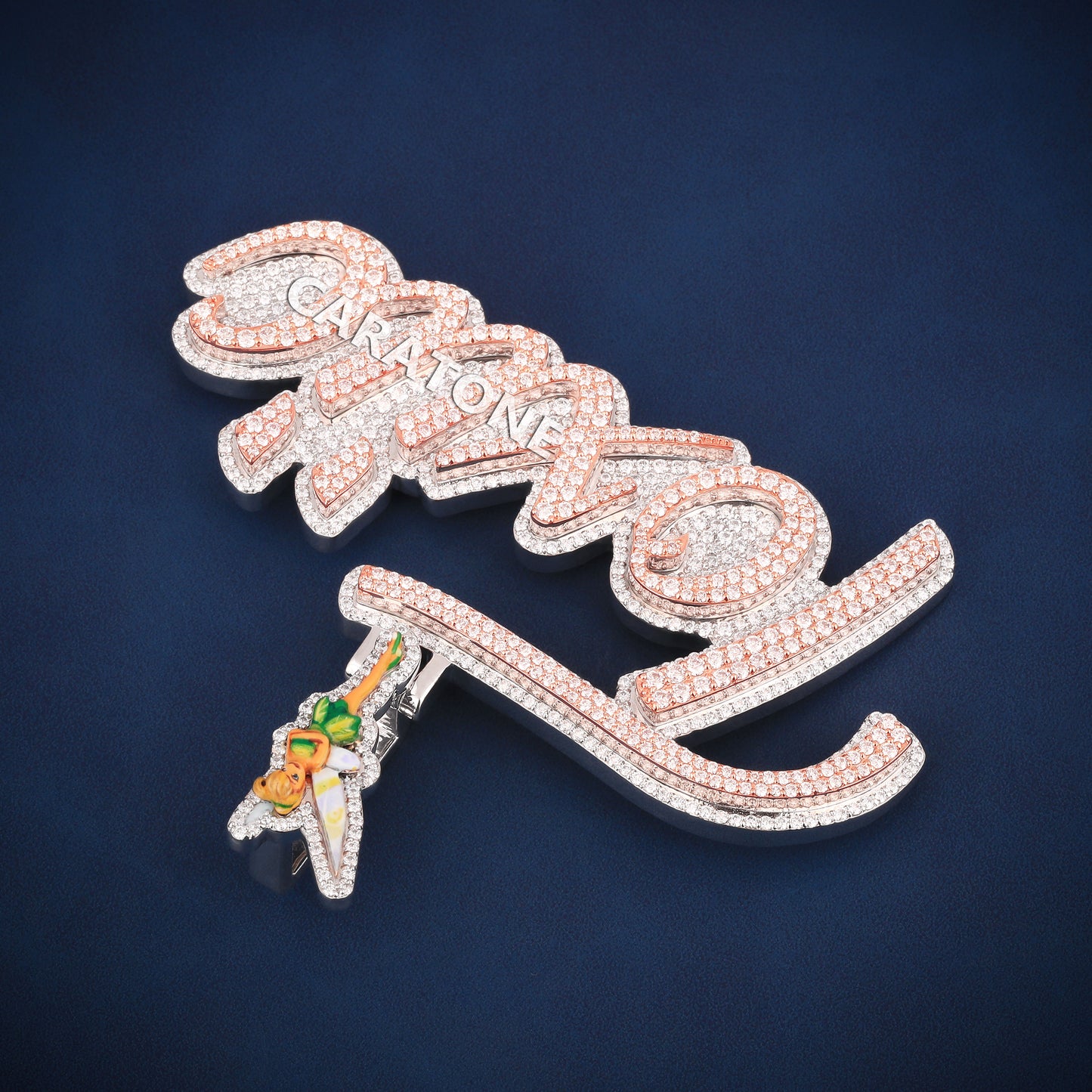 Hip hop letter custom bail 14KT two tone lab diamond pendant