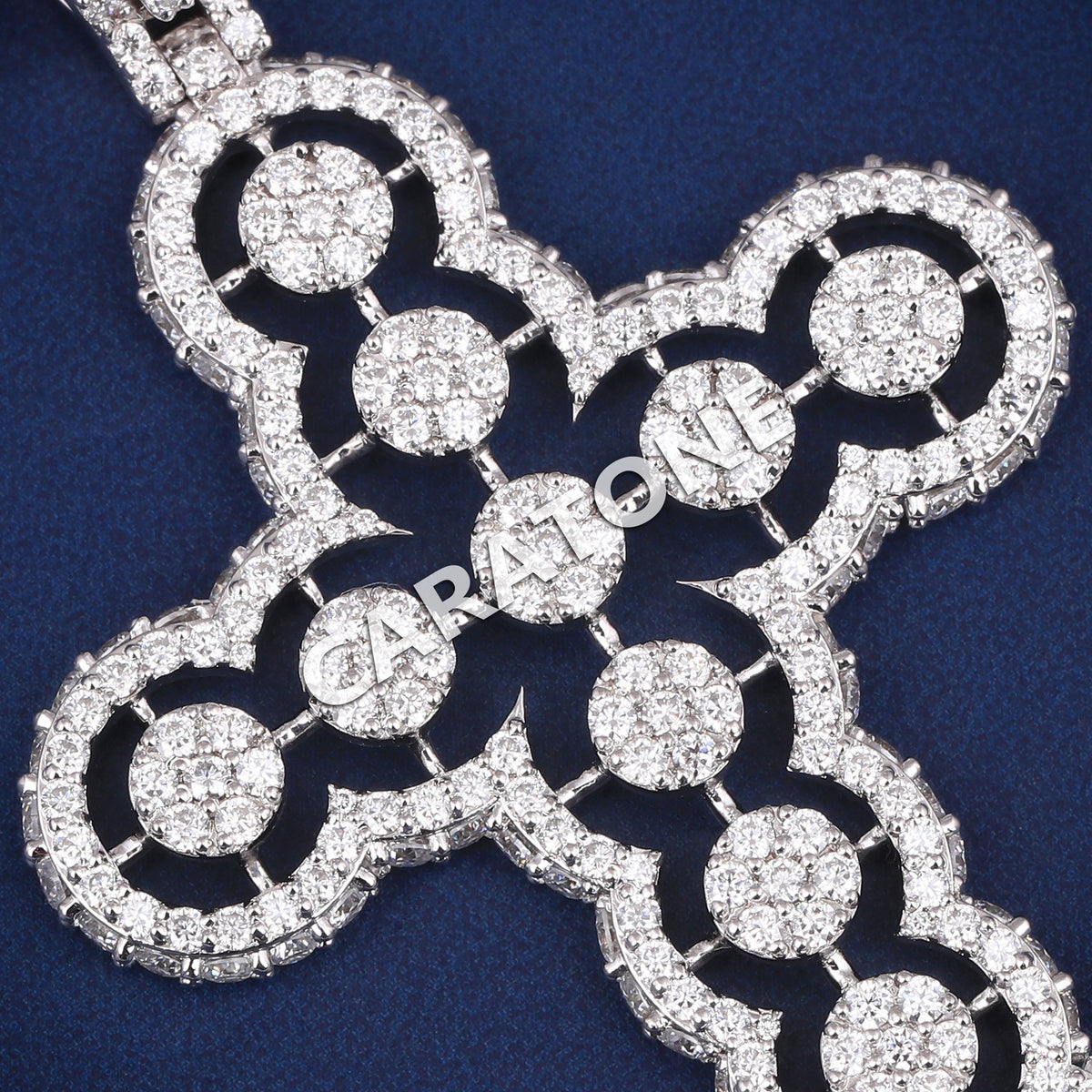 Custom Iced Out Openwork Cross Pendant with Lab Grown Diamonds