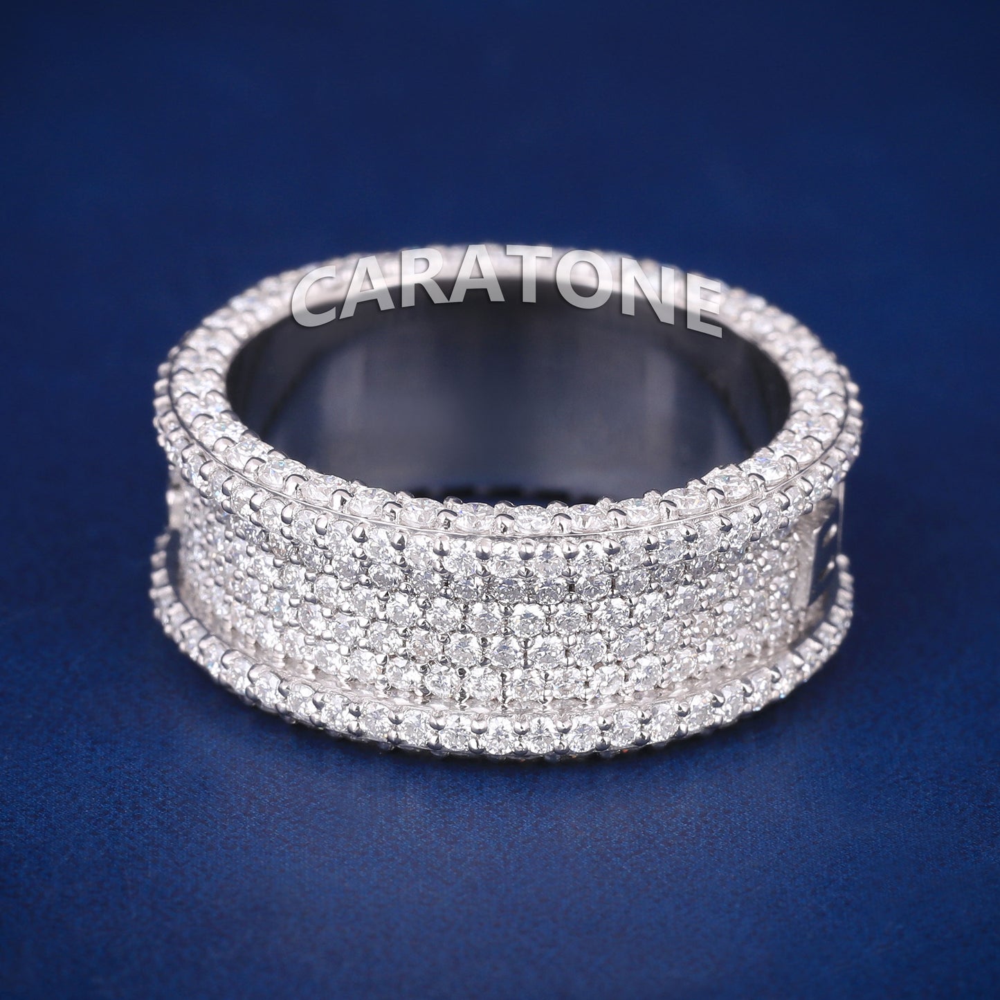Custom Made HipHop Wedding Band Set with Silver 3ct Diamonds and Customized Name Letter Design