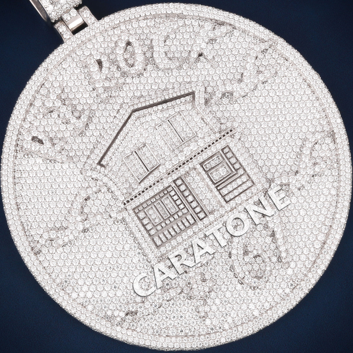 Custom Iced Out House Logo Round Hip Hop Pendant with Lab Grown Diamonds