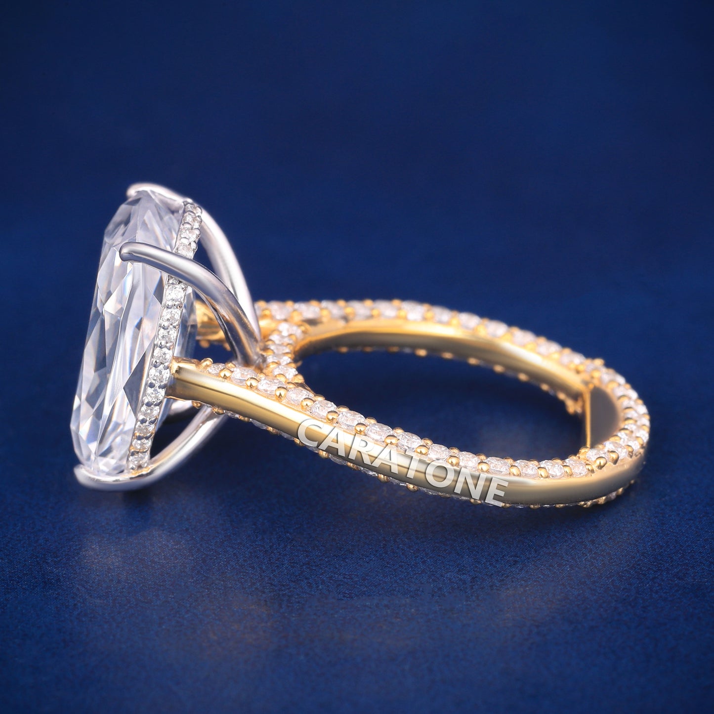Elongated cushion diamond engagement ring for women