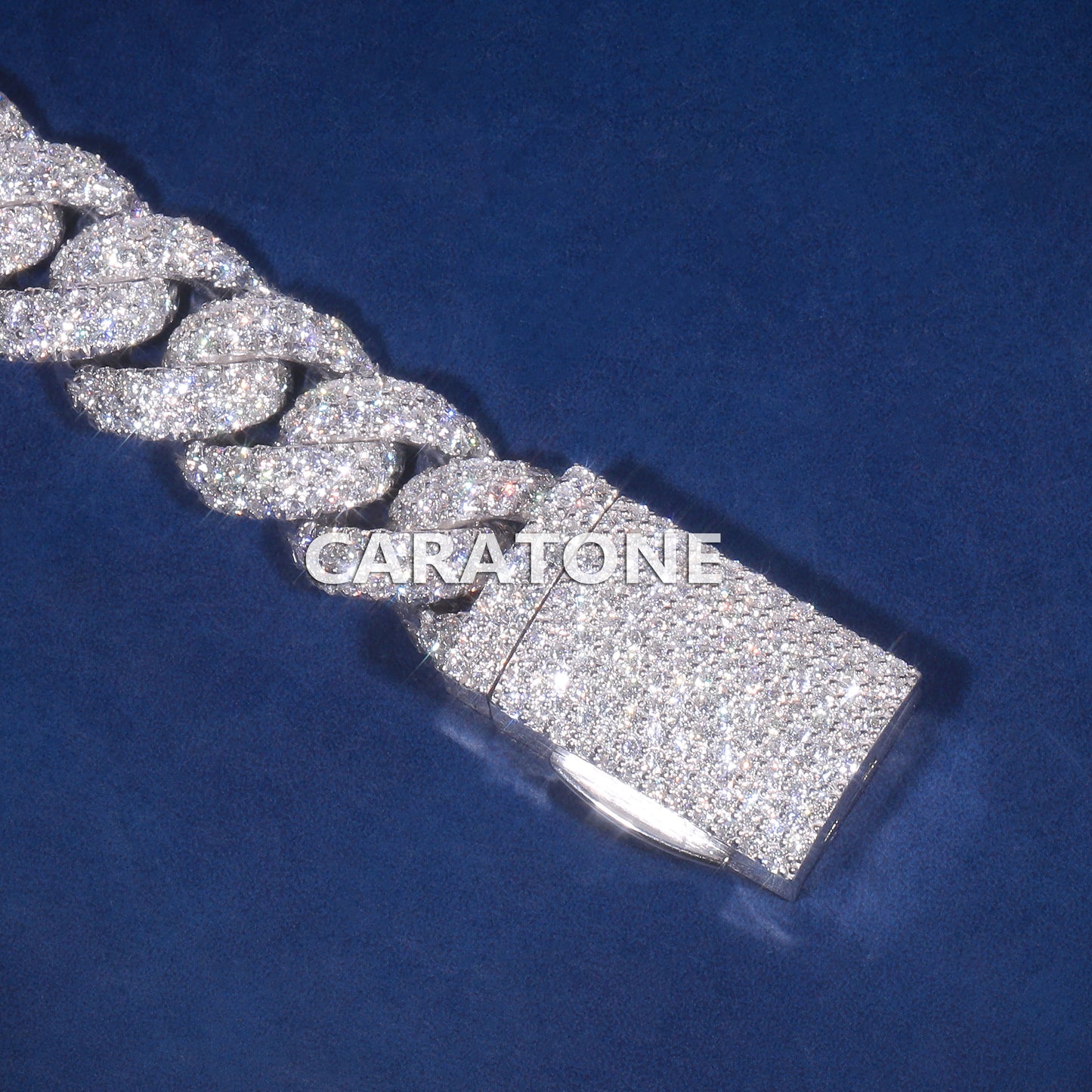 8 inch 16mm Womens Diamond Cuban Link Bracelet in Fully Iced Out Bracelet Silver Round VVS Diamond Celebrity Bracelet