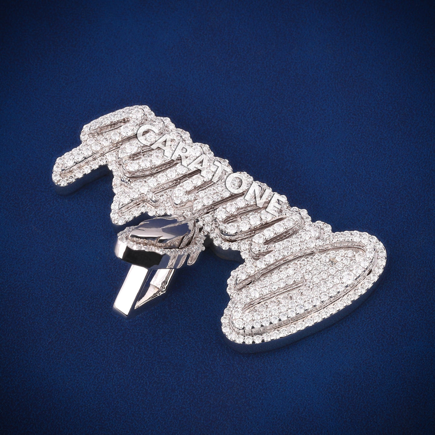 14kt white gold lab diamond pendant for men