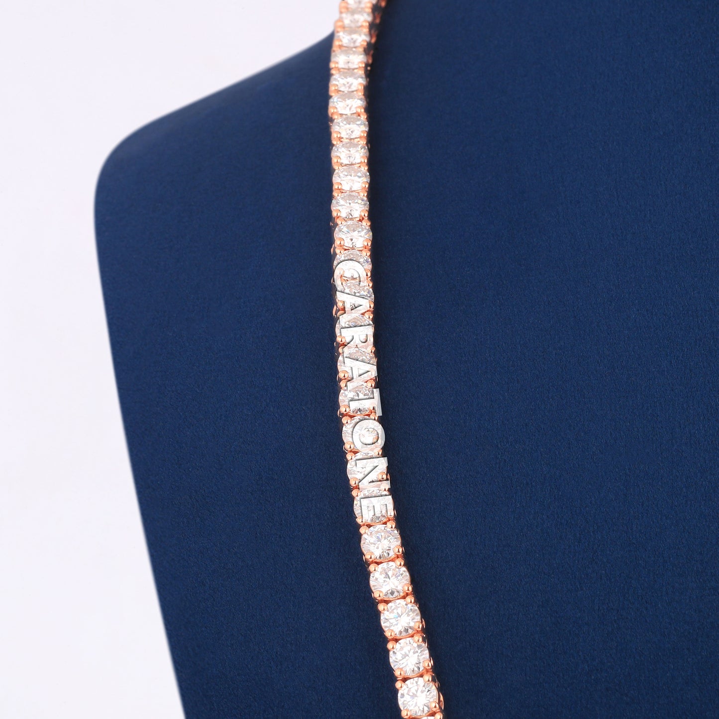 Rose Gold Diamond Tennis Chain 24 Inch 4mm Iced Out Necklace for Men and Women Hip Hop Jewelry