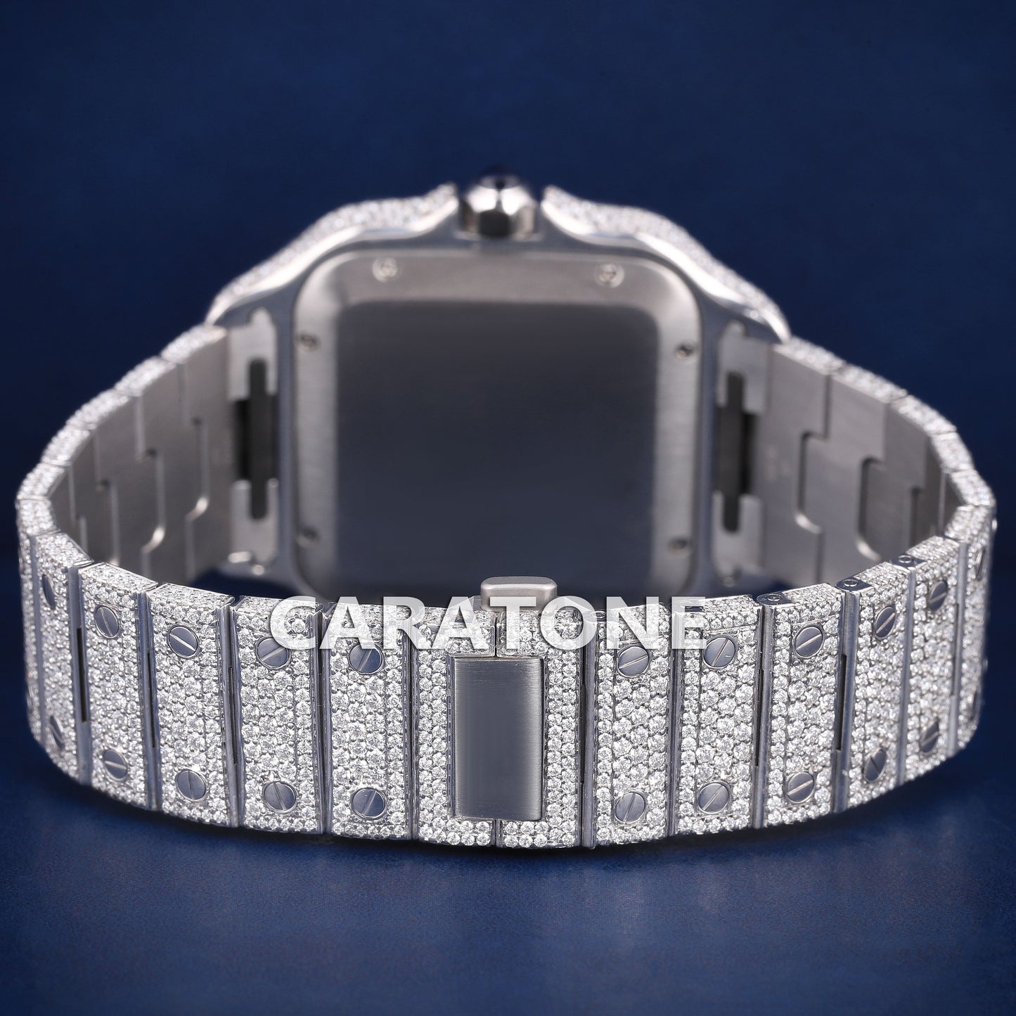 Full iced out hip hop branded watch with roman numerals in it with diamond tester passed