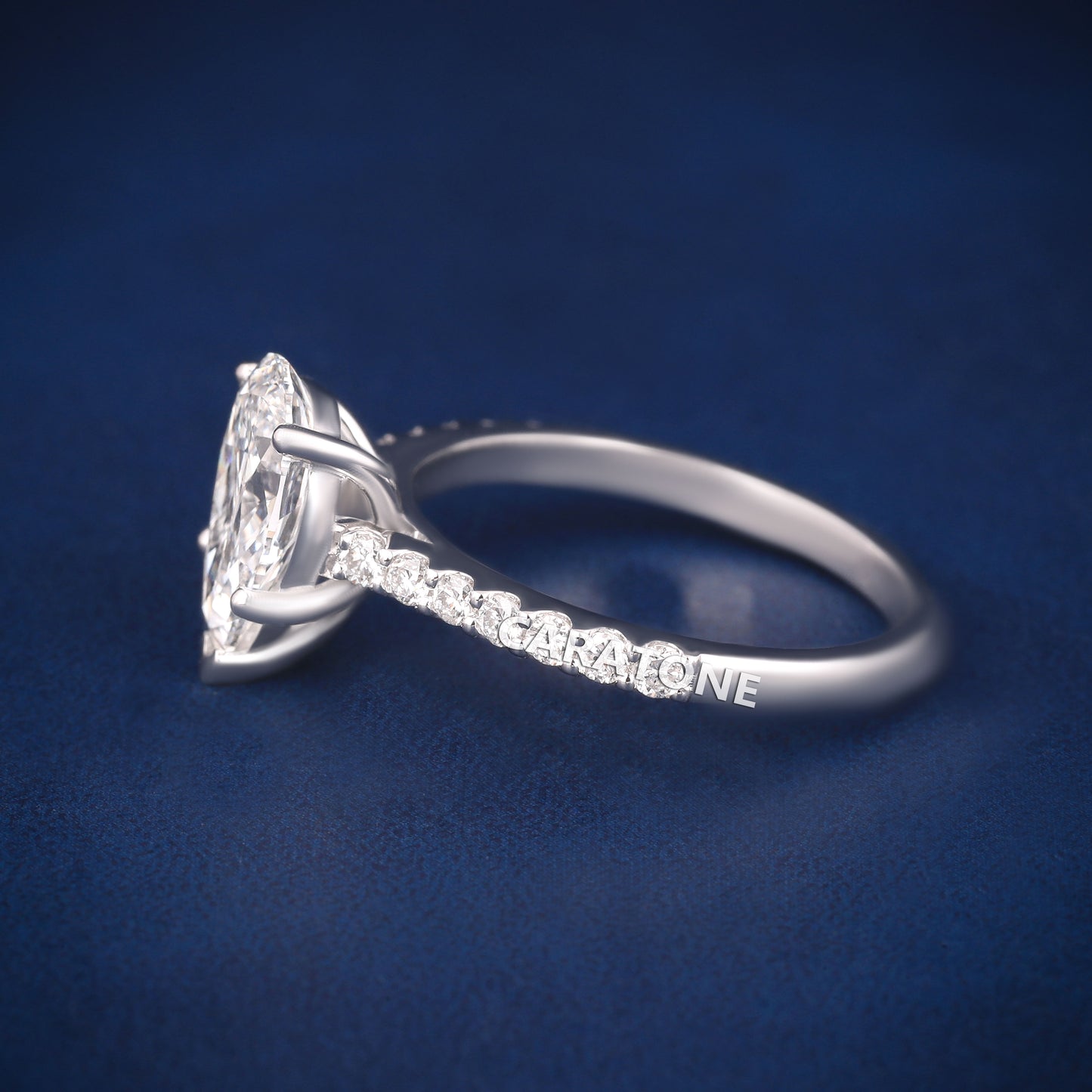 Fully Iced Pear Cut Diamond Ring for Women with Premium White Gold Band