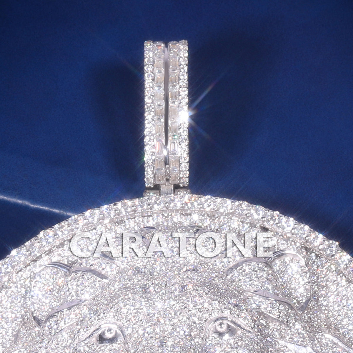 Fully Iced Out Roaring Lion Head Hip Hop Pendant with Lab Grown Diamonds