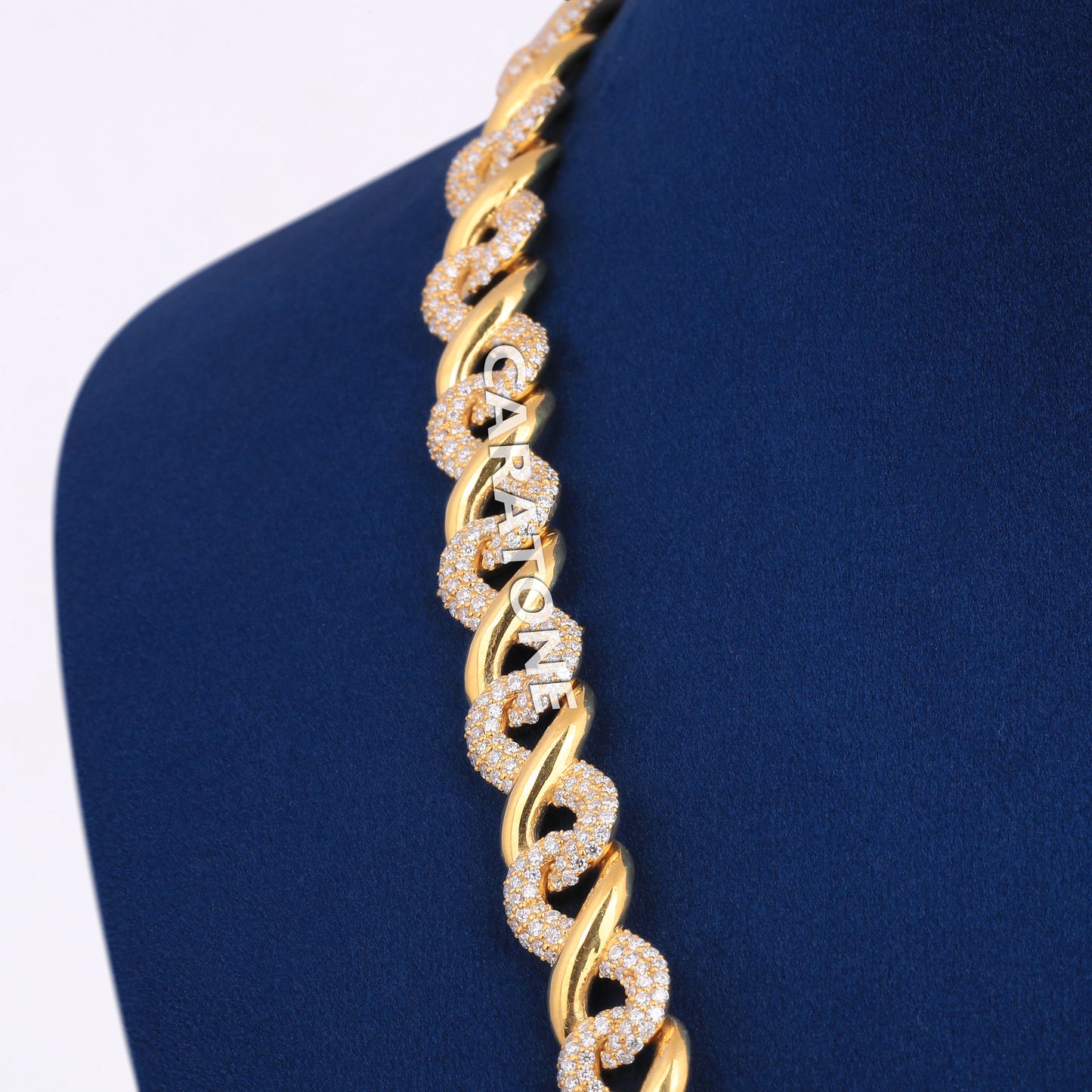 22 inch 10mm Yellow Gold Plated Cuban Infinity Link Chain 14k Gold Full Iced Out Necklace for Unisex