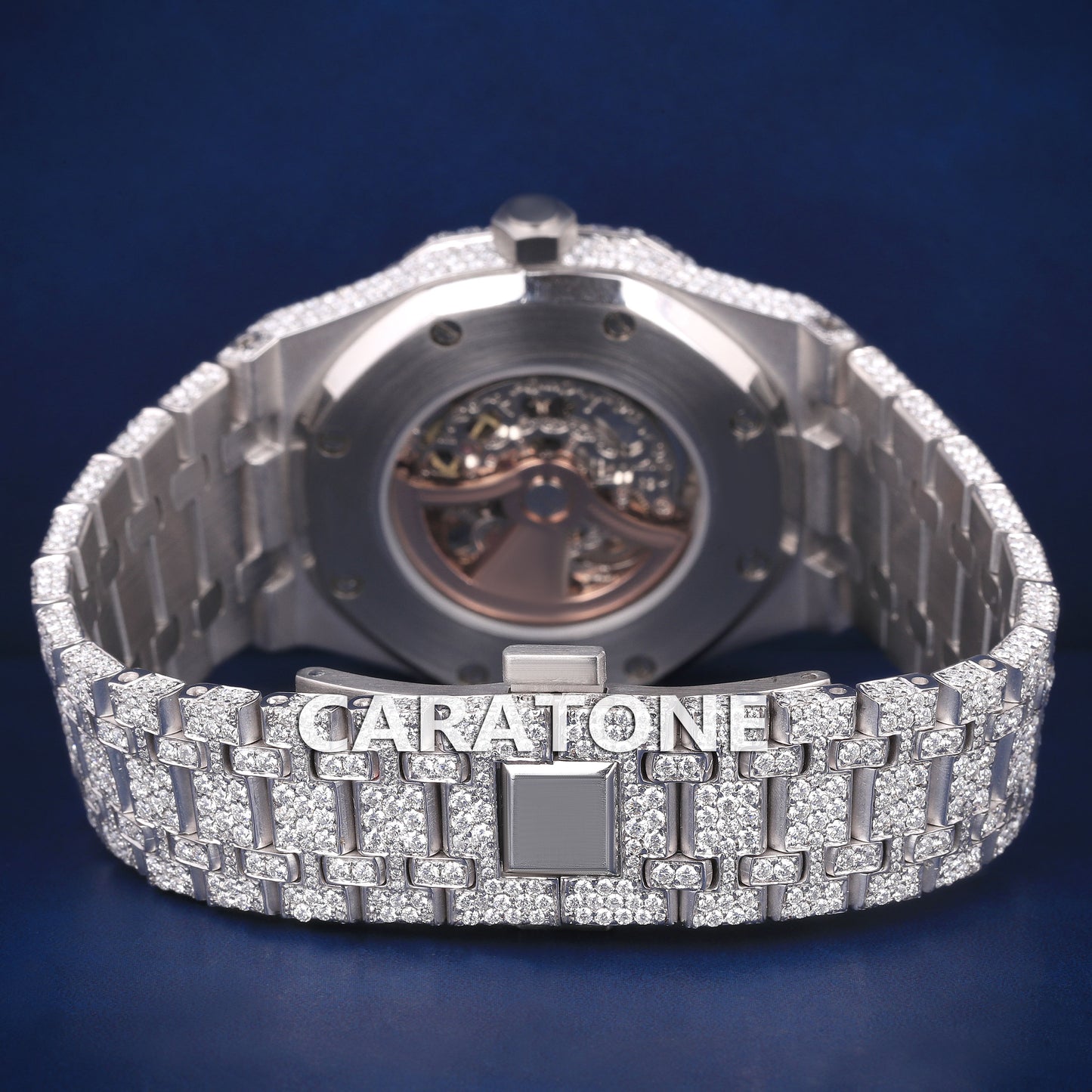 Full iced out without dial hip hop custom made branded watch with black dial in it with D VVS clarity