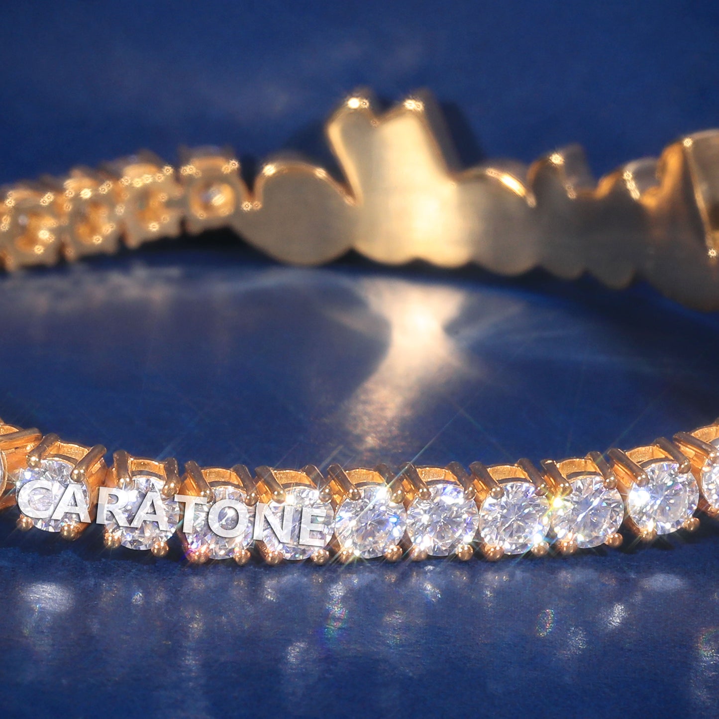 Fully Customized Iced Out Expensive Gold Bracelets with Personalized Nameplate Latest Yellow Gold Tennis Bracelets