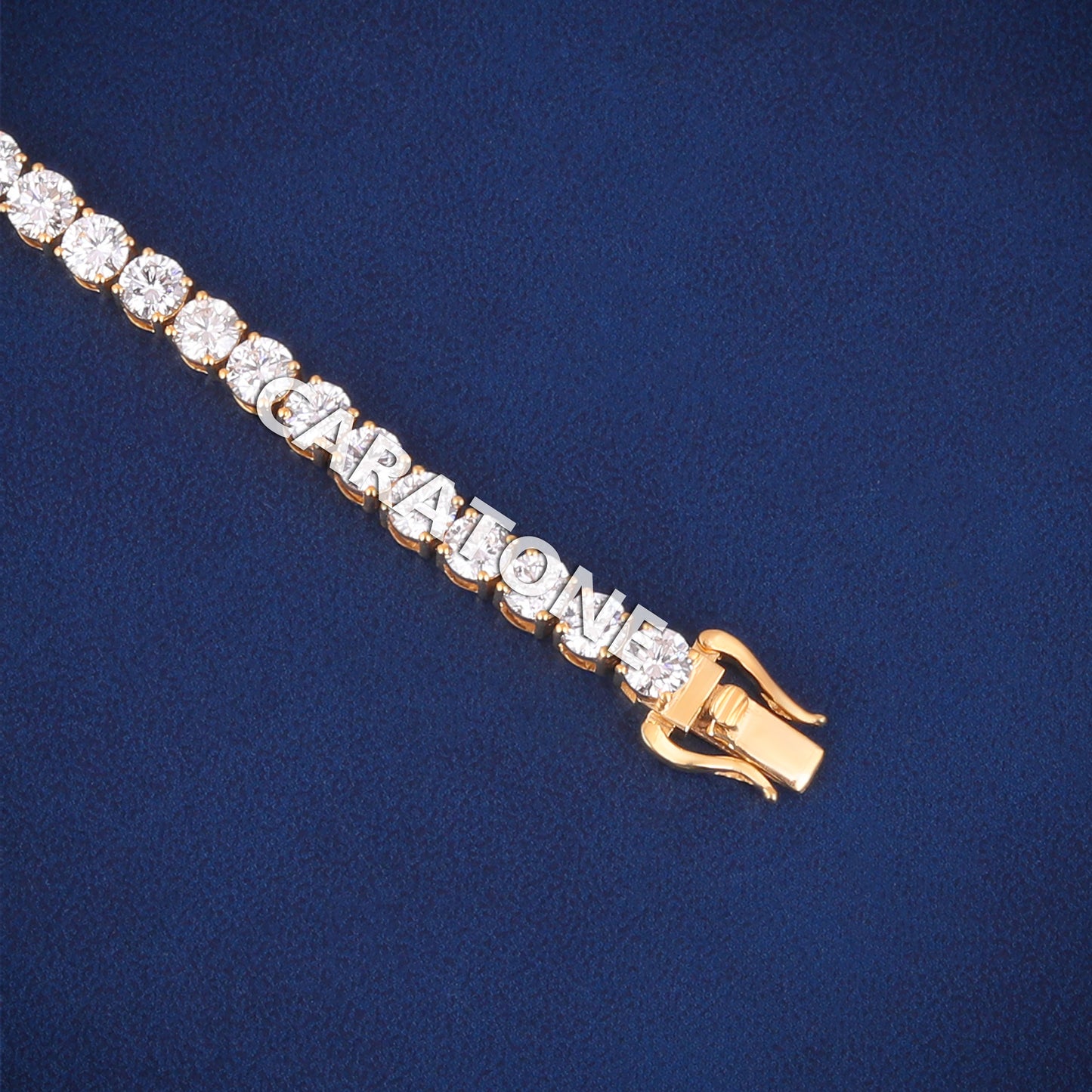 14k Solid Yellow Gold 6CT Mens Tennis Bracelets