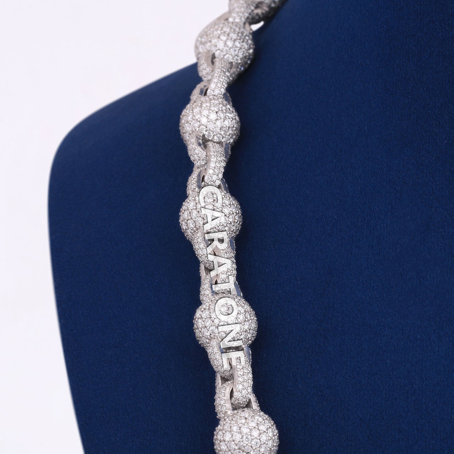 10.5MM Necklace Chain for Mens Womens Fully Iced Out Ball Link Beads VVS Diamond 925 Silver 22inch Miami Tennis Ball Chain Necklace
