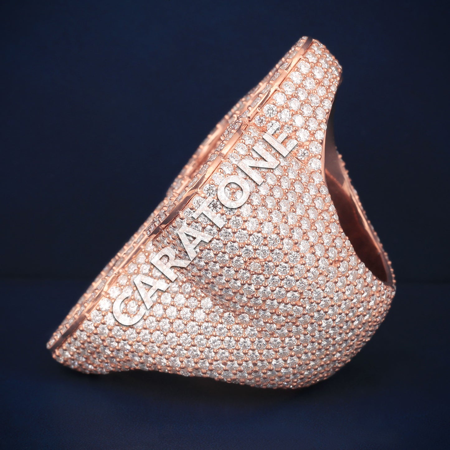 Customise hip hop cross diamond ring in rose gold d vvs clarity