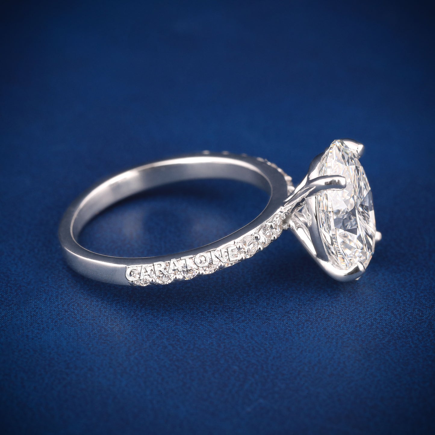 Pave set womens engagement wedding oval diamond ring
