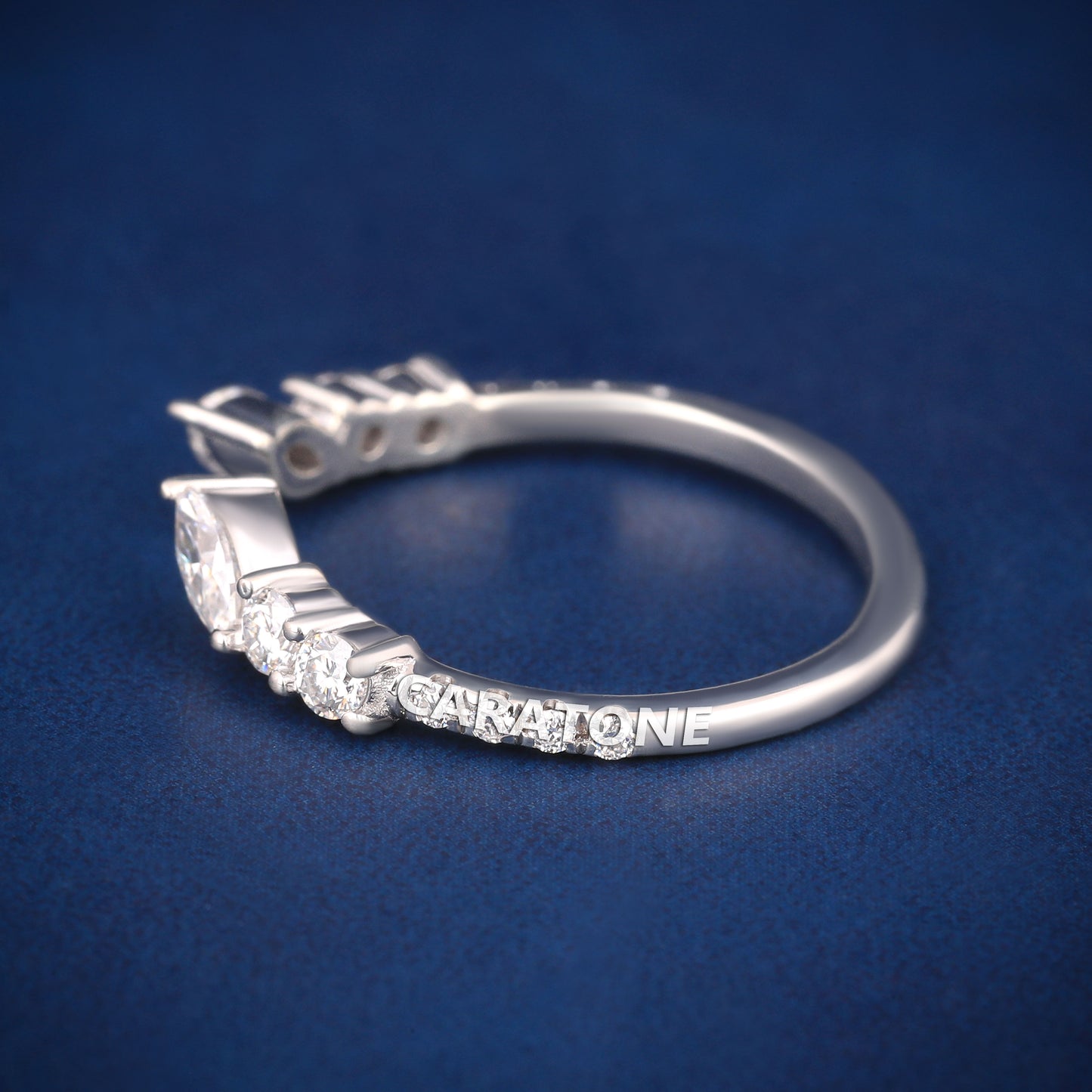 Elegant White Gold Open Wedding bands with Pear and Round Cut Diamonds for Women