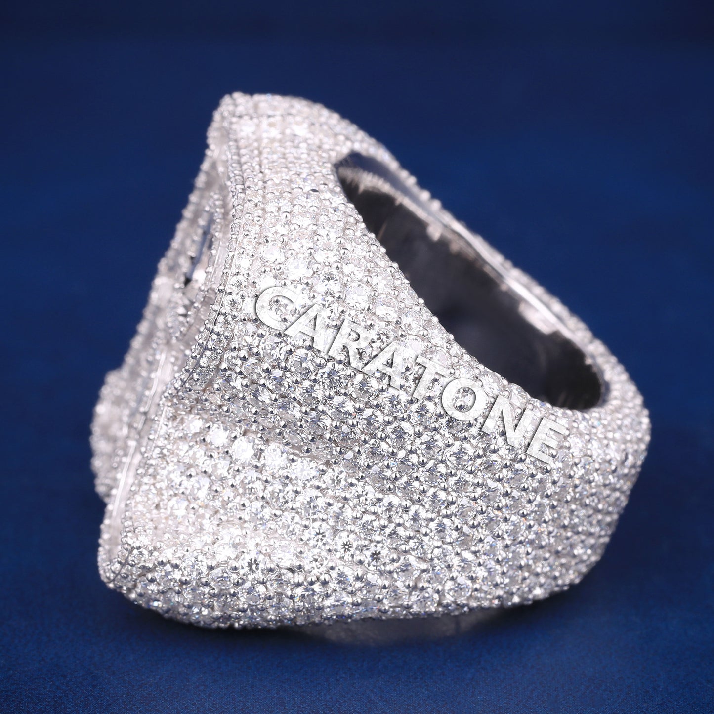 Hip hop customise R letter ring in silver D VVS diamonds