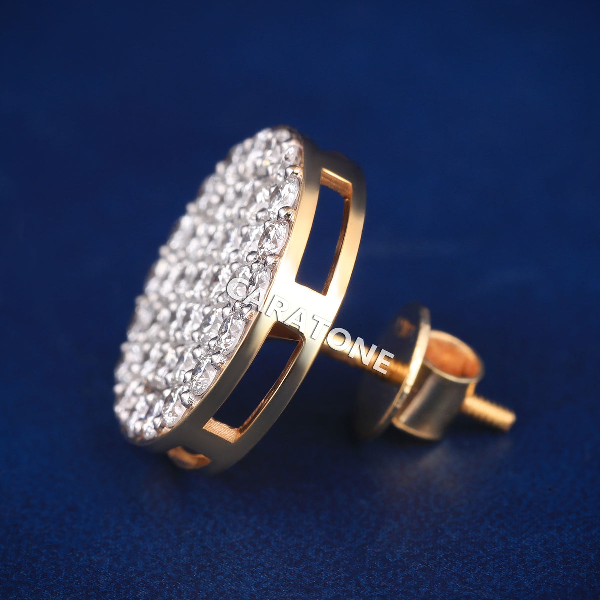 Oversized Round Diamond Cluster Stud Earrings with Secure Screw Back Closure