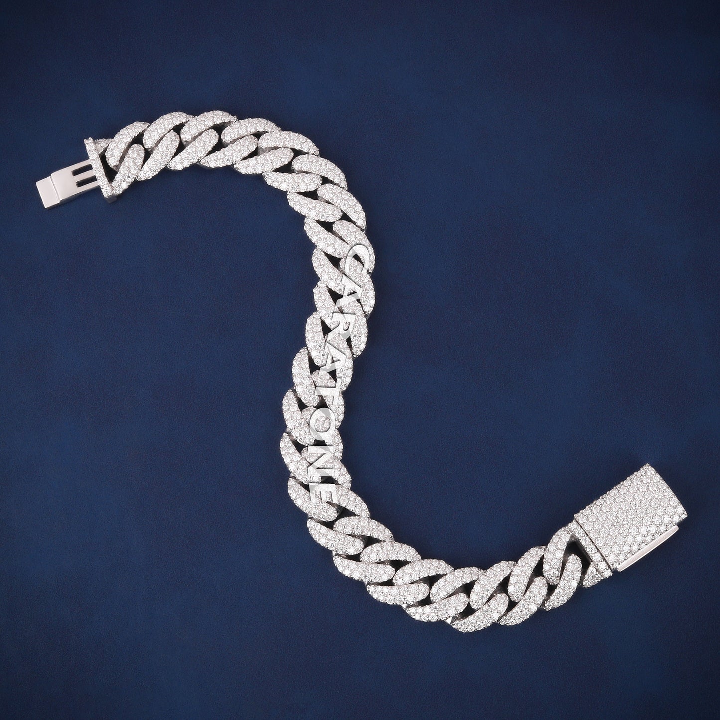 Men’s White Gold Miami Iced Out Bracelet 8 Inch 13 mm Diamond Link Style for Trendy Hip Hop Look