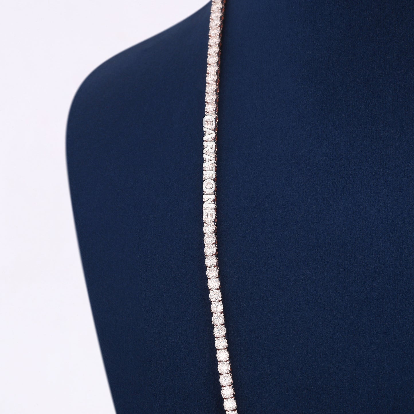 24 Inch 3mm Rose Gold Diamond Tennis Chain Necklace Celestial Ice Collection